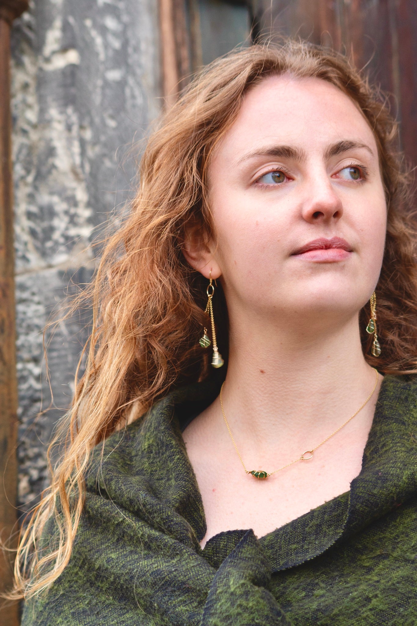 Waterfall Chain Drop Earrings in Warm tones & Gold