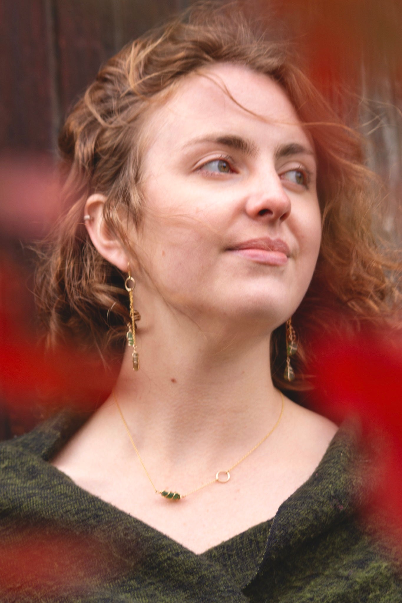Waterfall Chain Drop Earrings in Warm tones & Gold