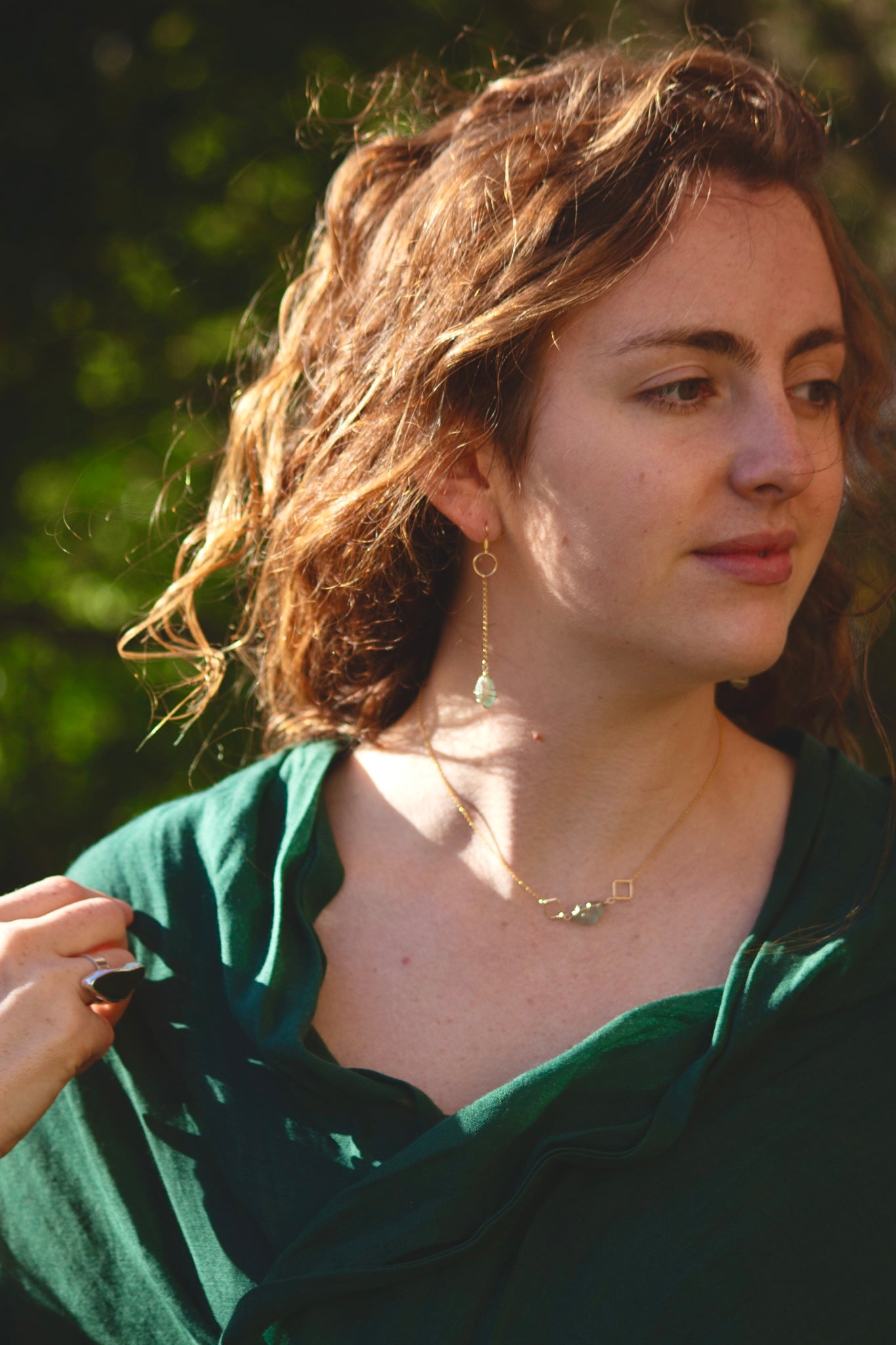 Rachel Chain Drop Earrings in Gold Vermeil & Light Blue