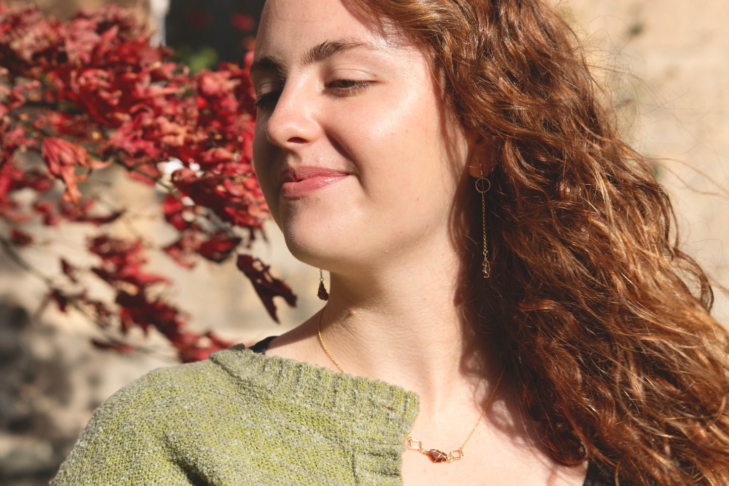 Rachel Chain Drop Earrings in Gold Vermeil & Amber