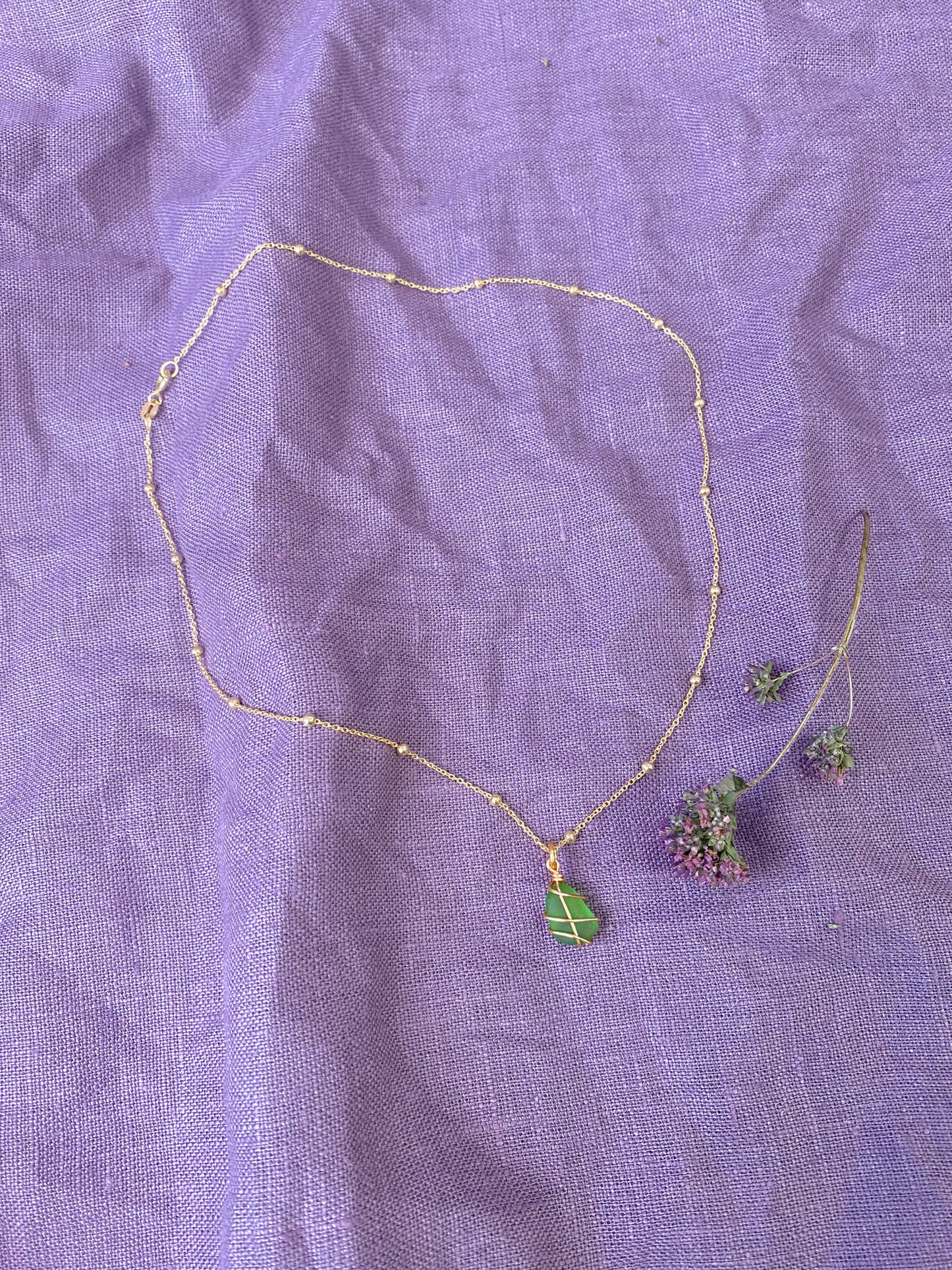 Eleanor Necklace in Gold & Bright Green