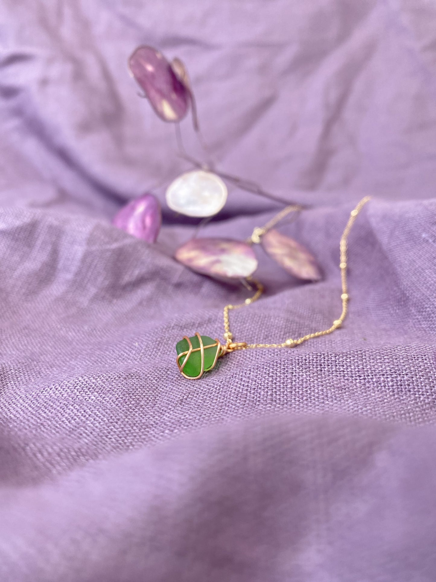 Eleanor Necklace in Gold & Bright Green