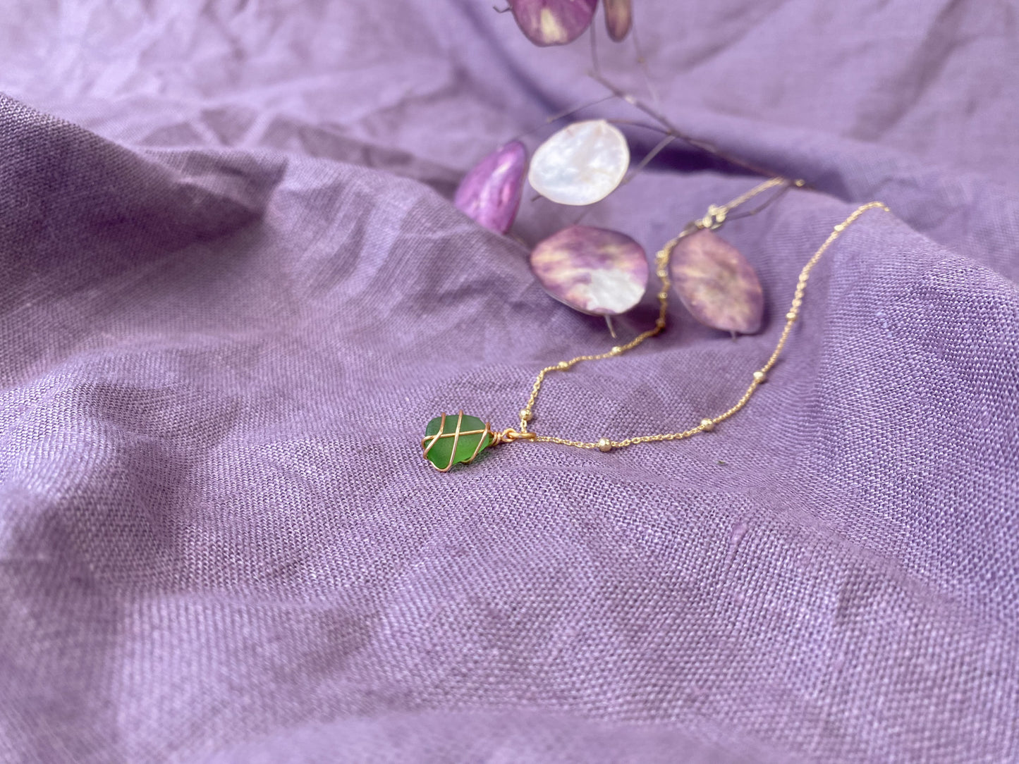 Eleanor Necklace in Gold & Bright Green