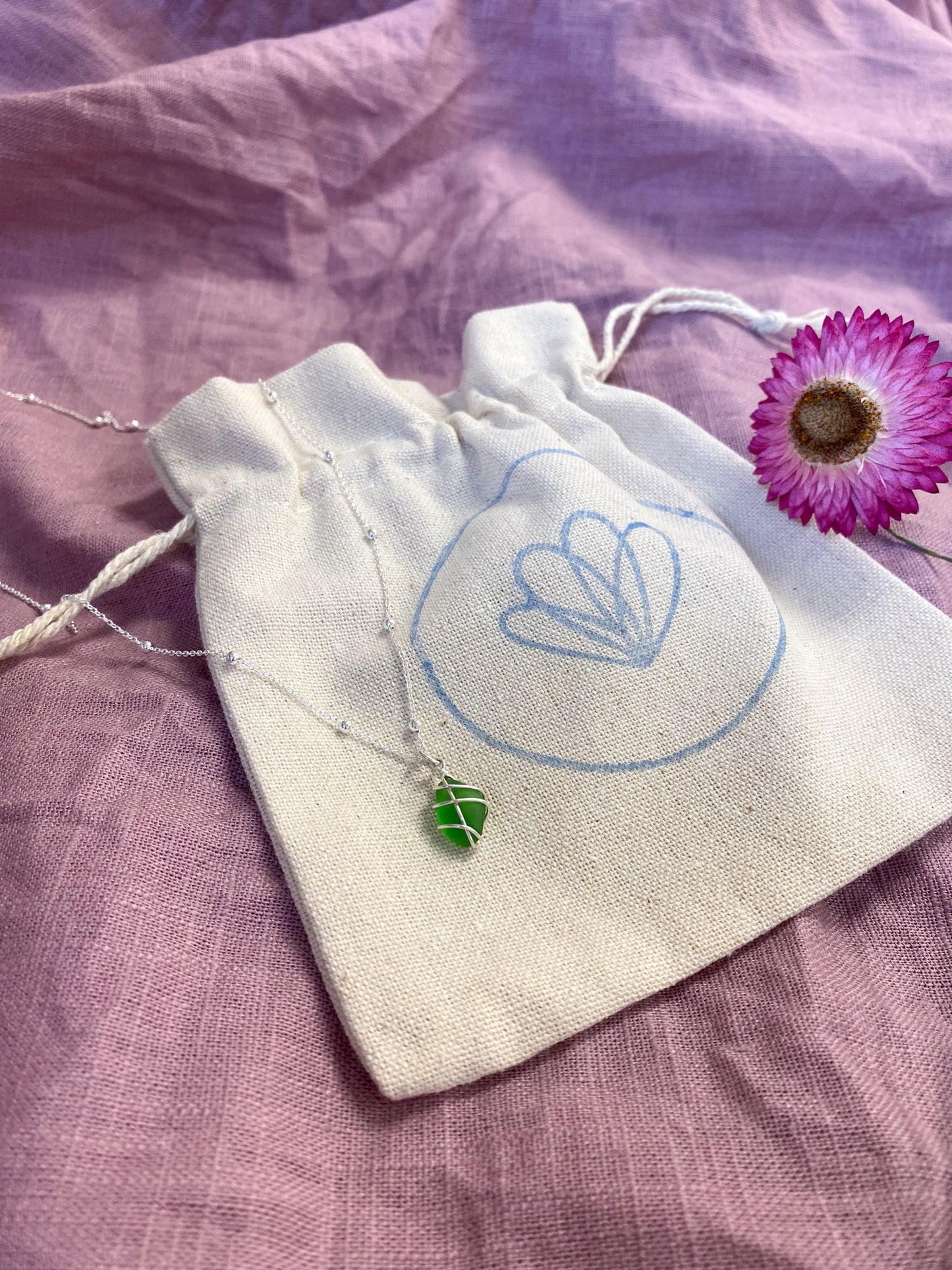 Eleanor Necklace in Silver & Bright Green