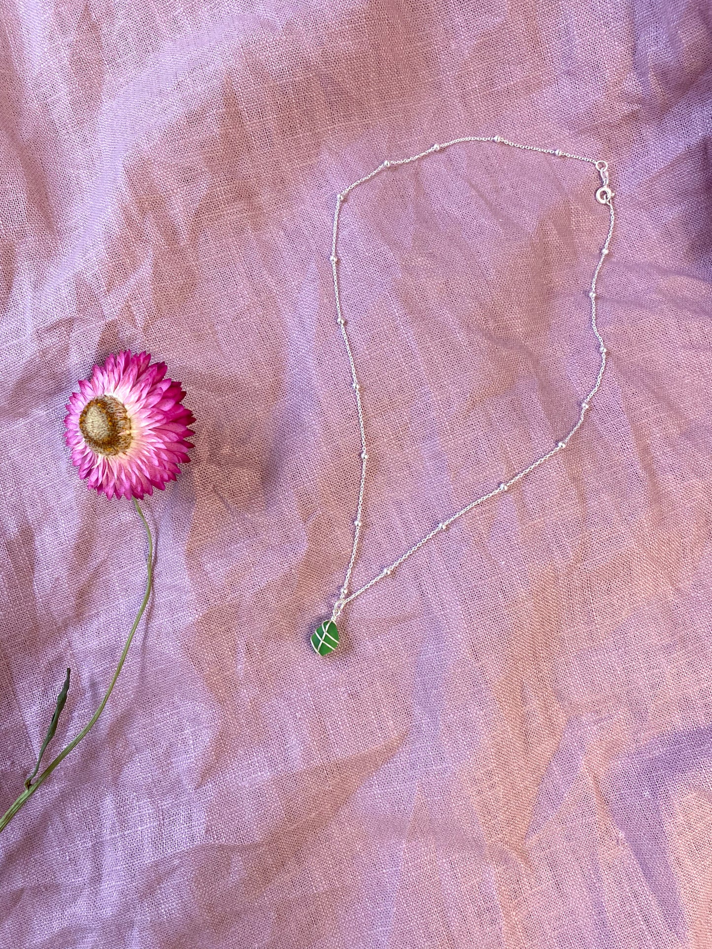 Eleanor Necklace in Silver & Bright Green