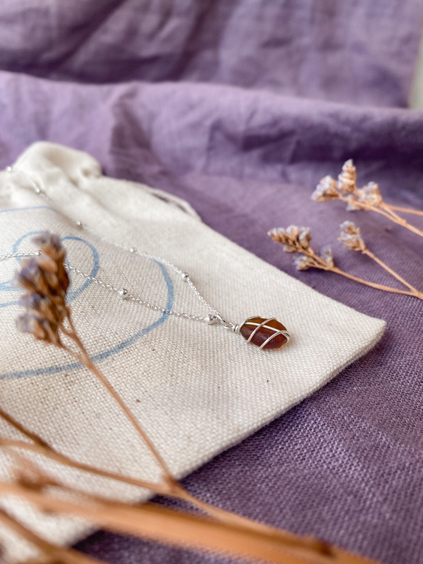 Eleanor Necklace in Silver & Amber