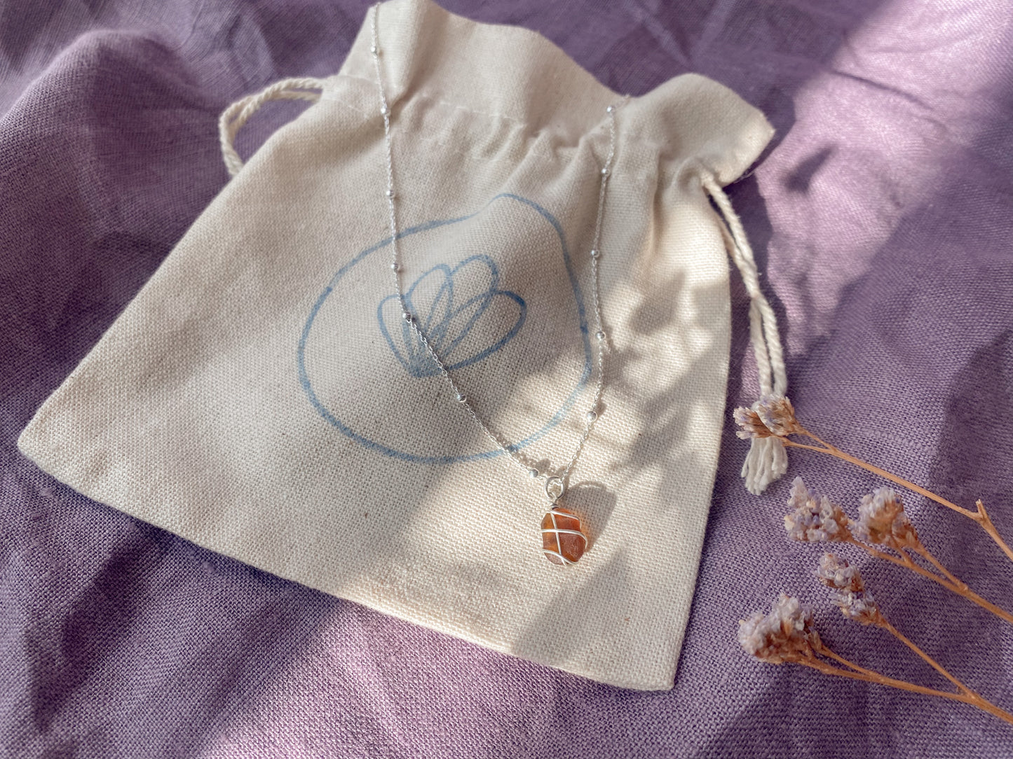 Eleanor Necklace in Silver & Amber