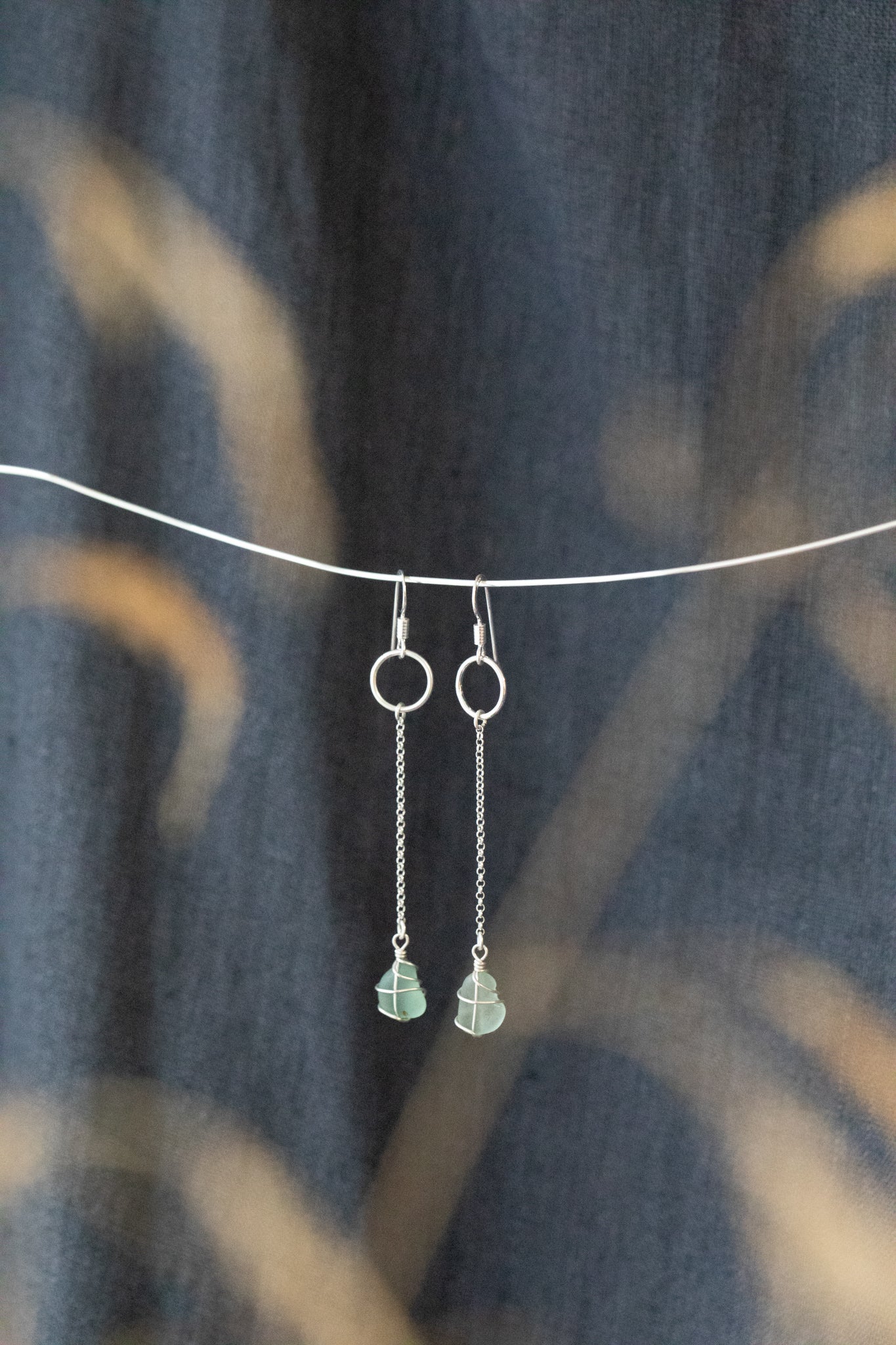 Rachel Chain Drop Earrings in Sterling Silver & Light Blue