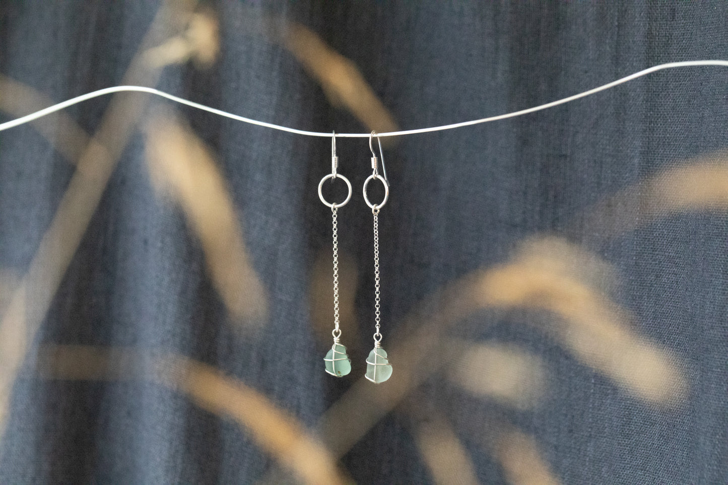 Rachel Chain Drop Earrings in Sterling Silver & Light Blue