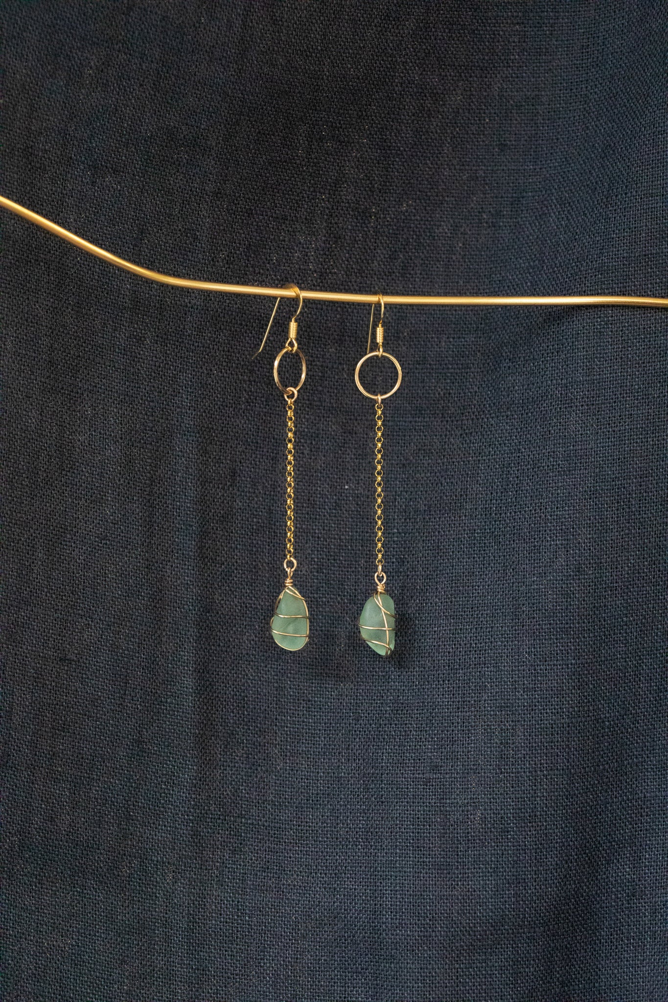 Rachel Chain Drop Earrings in Gold Vermeil & Light Blue