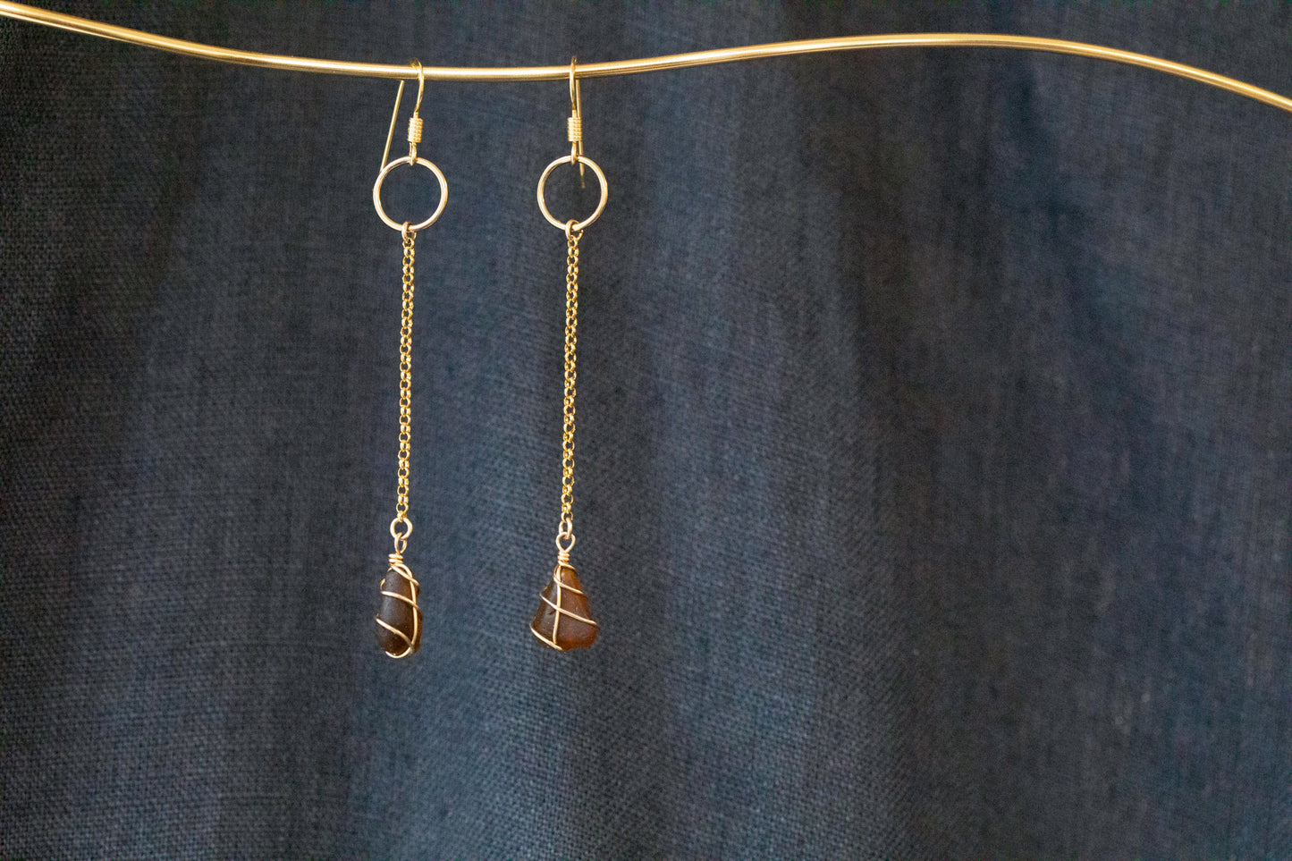 Rachel Chain Drop Earrings in Gold Vermeil & Amber
