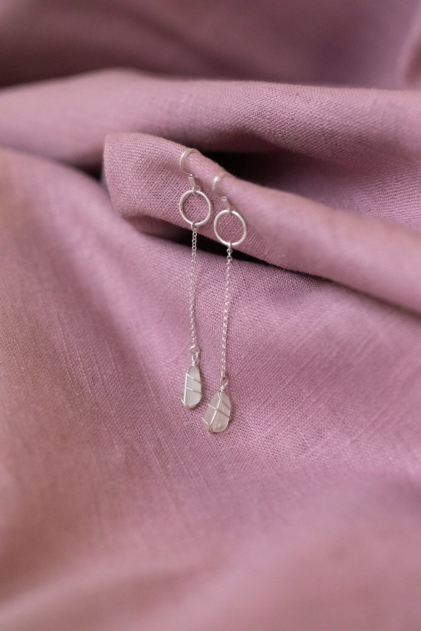 Rachel Chain Drop Earrings in Sterling Silver & White