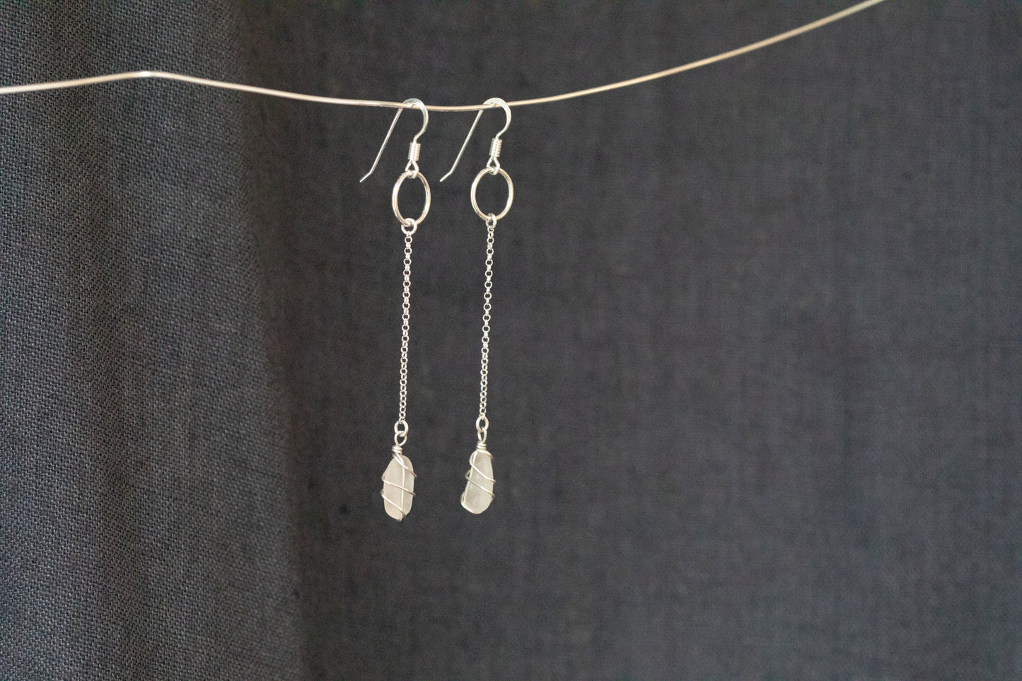 Rachel Chain Drop Earrings in Sterling Silver & White