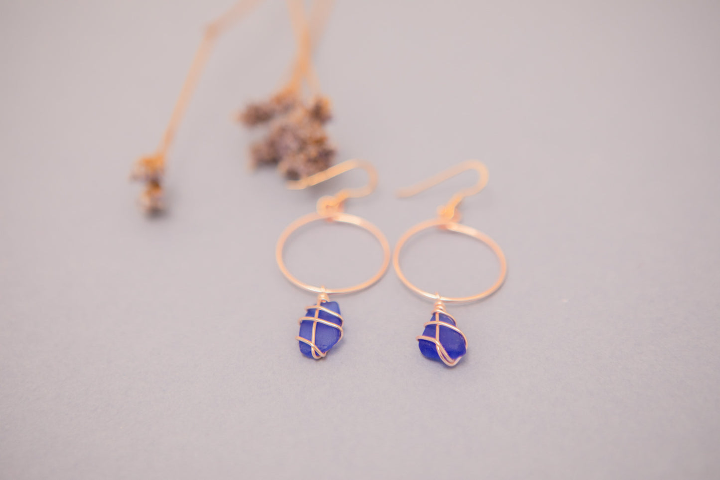 Lillie Hoops in Rose Gold & Cobalt Blue