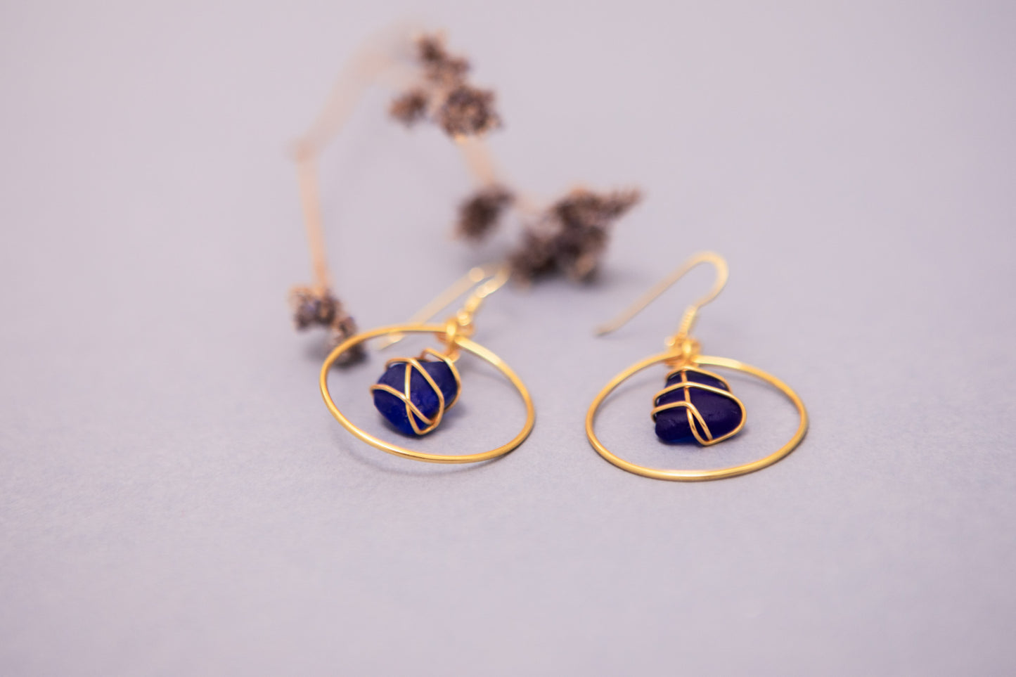 Jennie Hoops in Gold & Cobalt Blue