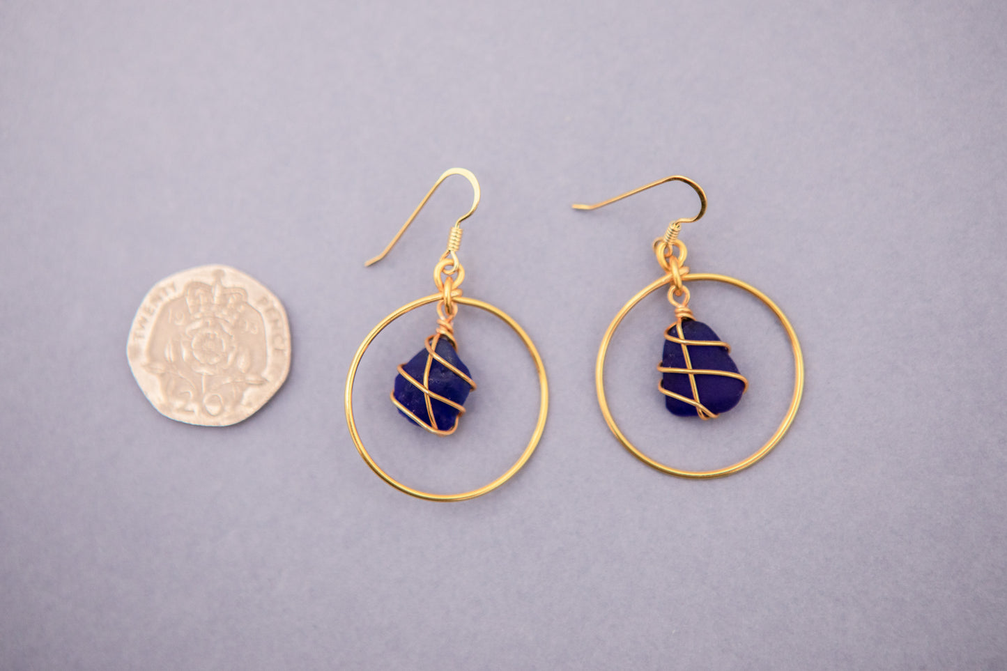 Jennie Hoops in Gold & Cobalt Blue