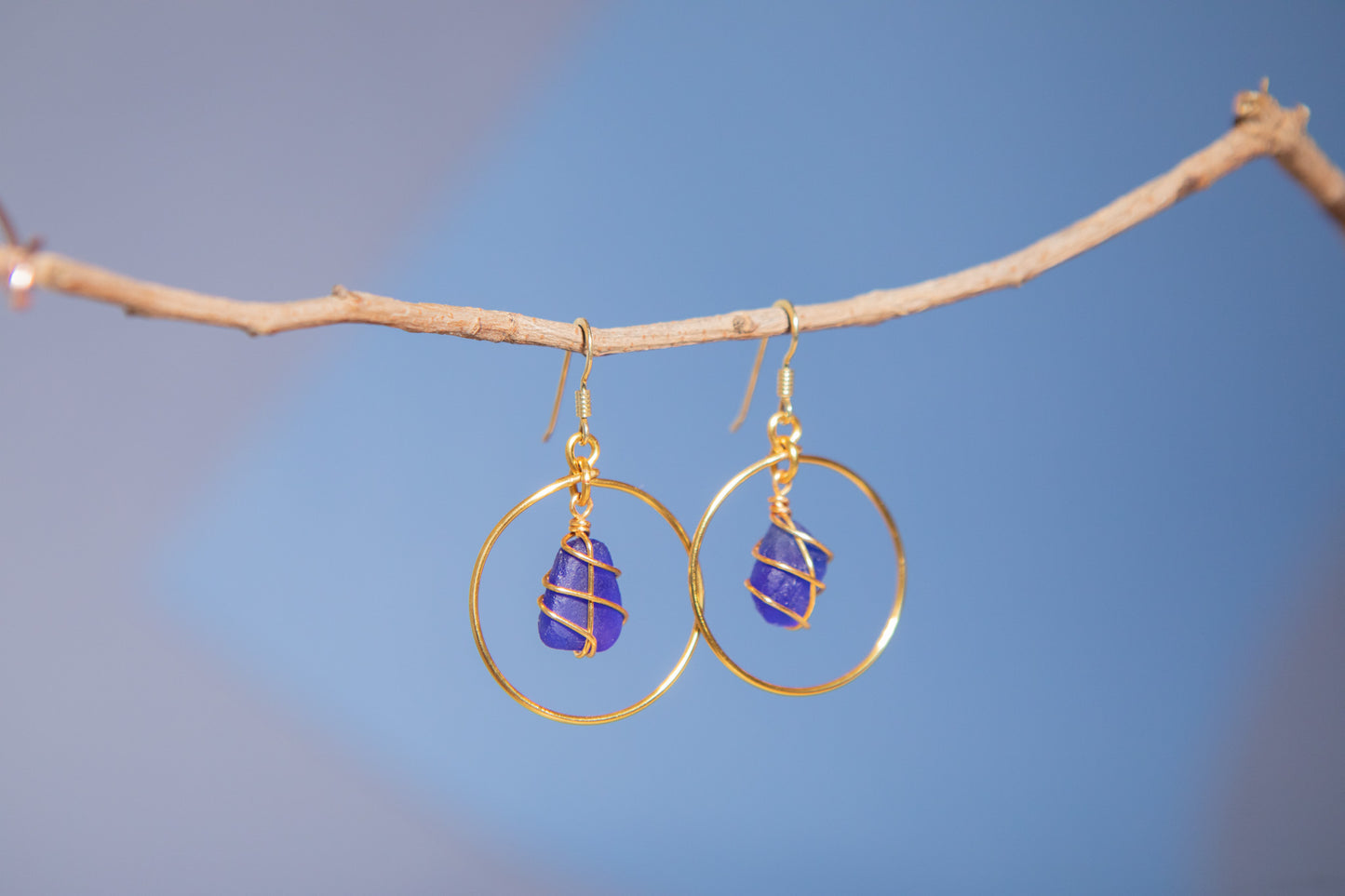 Jennie Hoops in Gold & Cobalt Blue