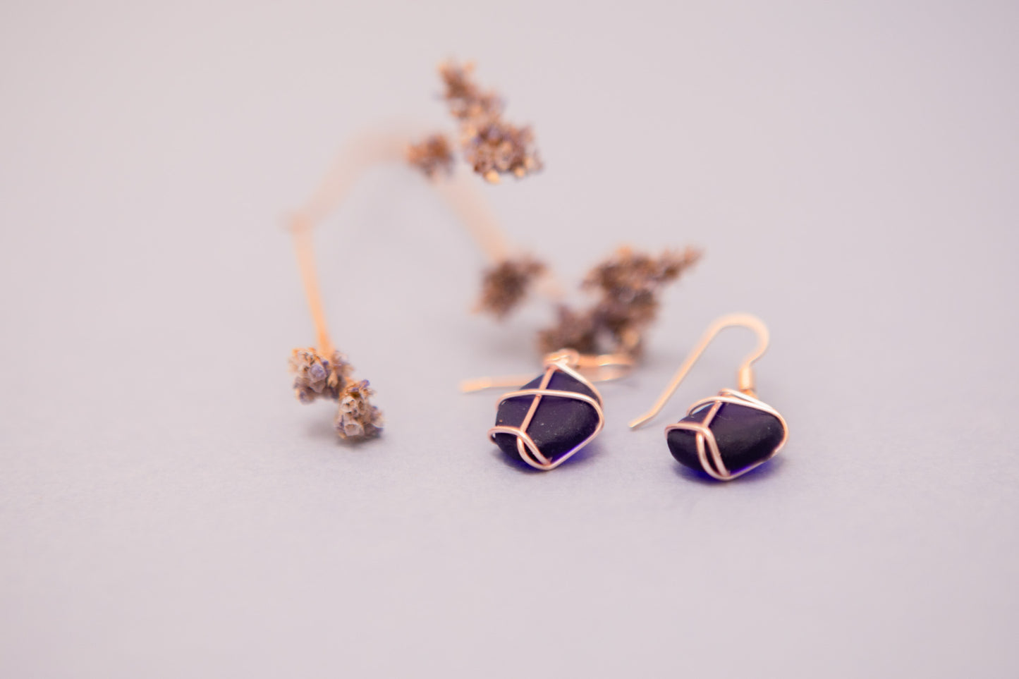 Classic rose gold earrings - Cobalt Blue