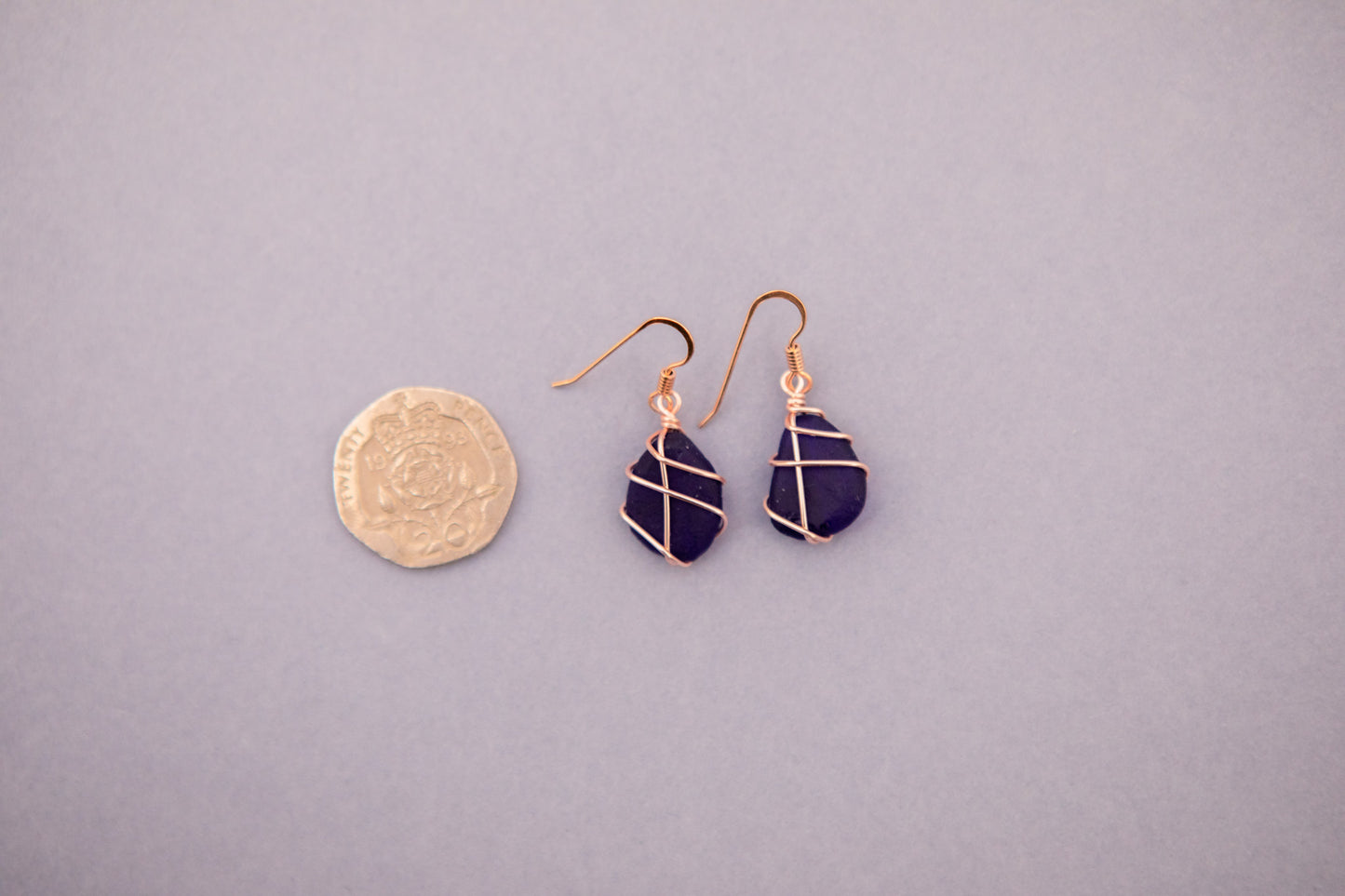 Classic rose gold earrings - Cobalt Blue