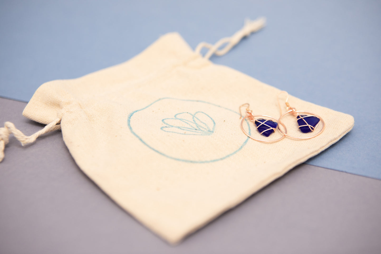 Jennie Hoops in Rose Gold & Cobalt Blue