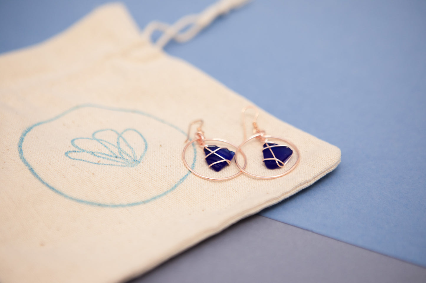Jennie Hoops in Rose Gold & Cobalt Blue