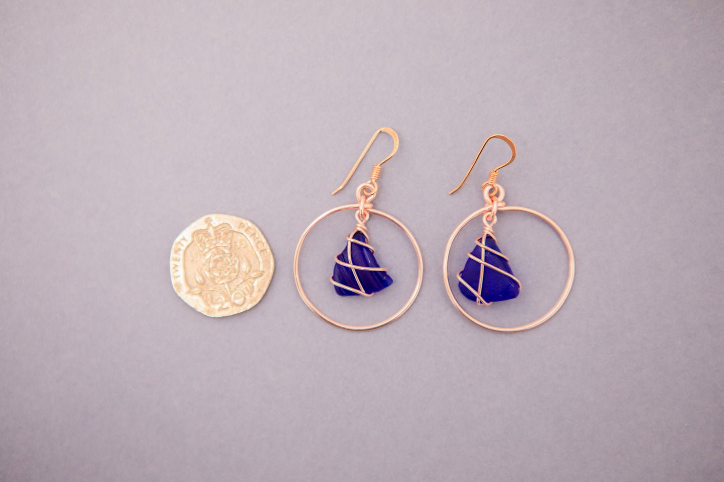 Jennie Hoops in Rose Gold & Cobalt Blue