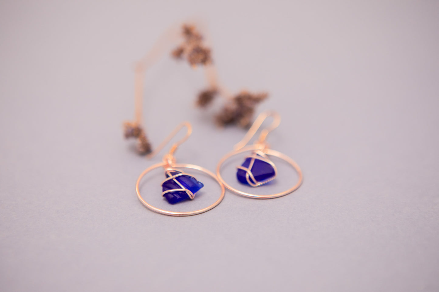 Jennie Hoops in Rose Gold & Cobalt Blue