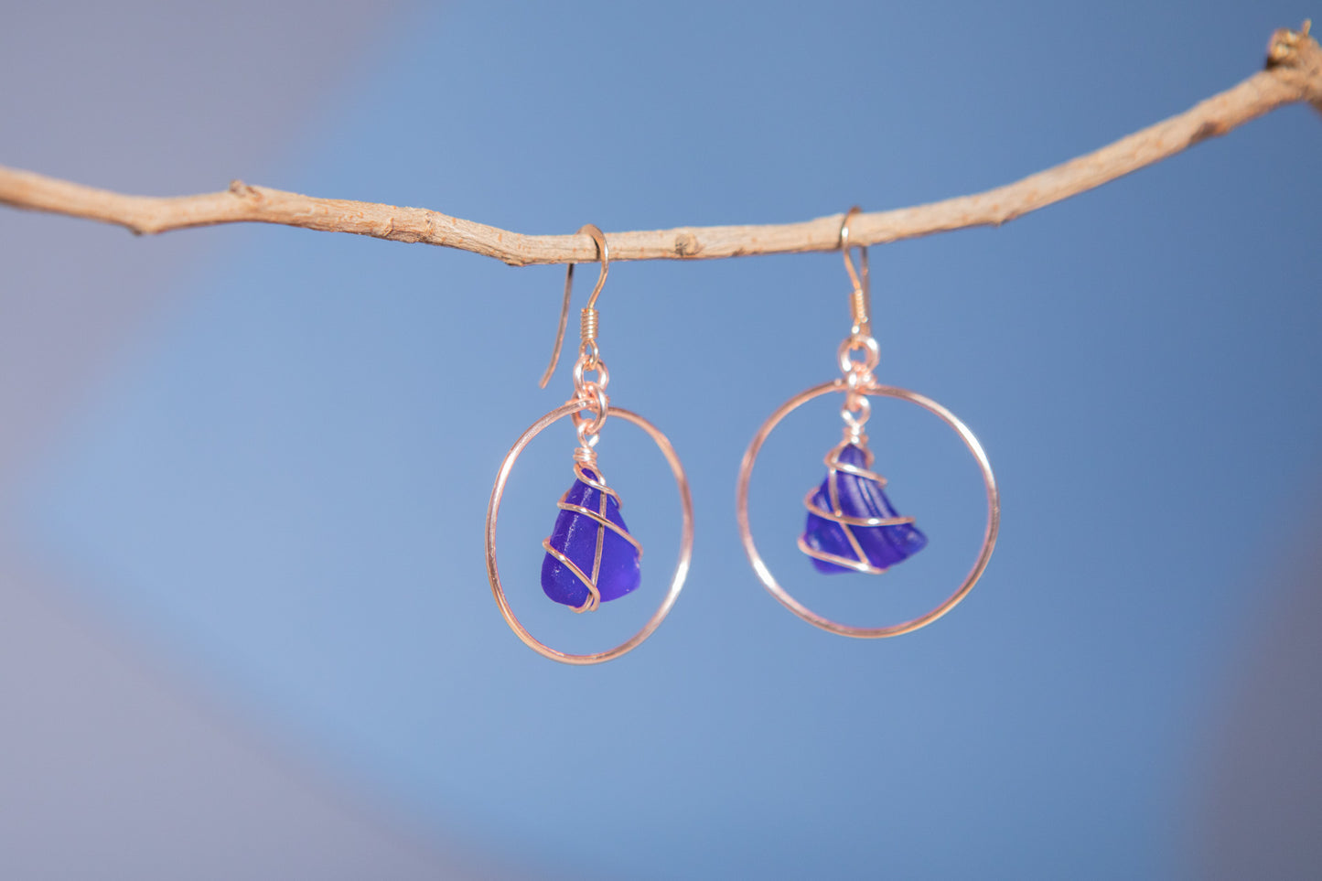 Jennie Hoops in Rose Gold & Cobalt Blue