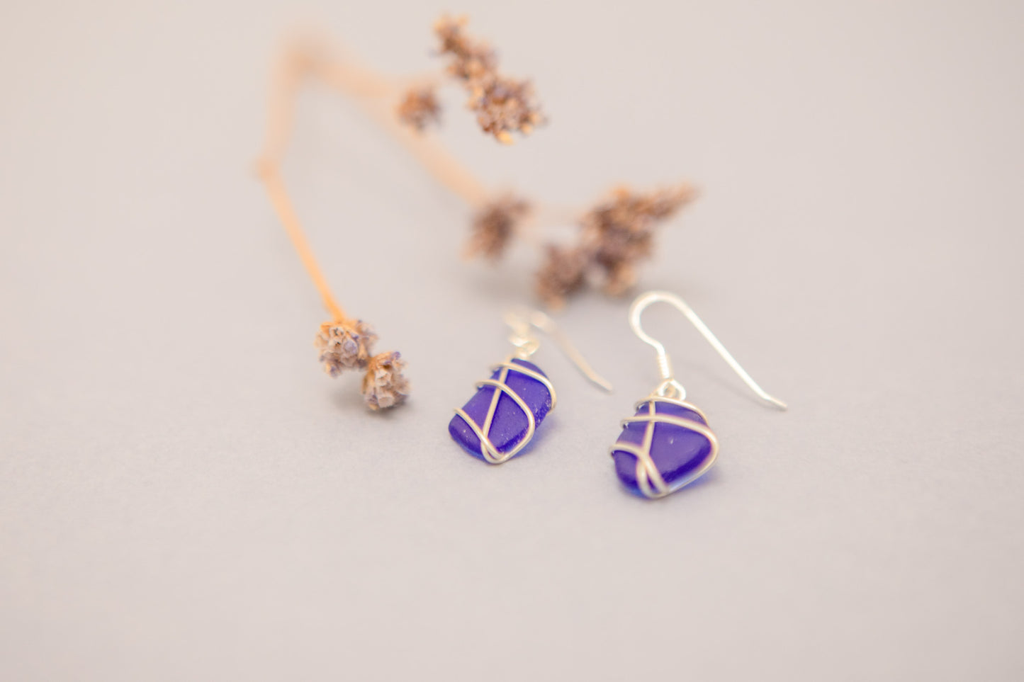 Classic silver earrings - Cobalt blue