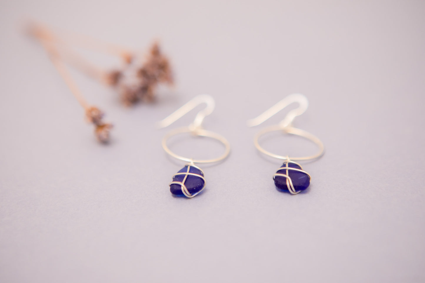 Lillie Hoops in Silver & Cobalt Blue