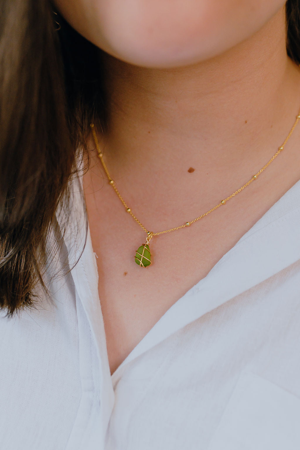 Eleanor Necklace in Gold & Bright Green