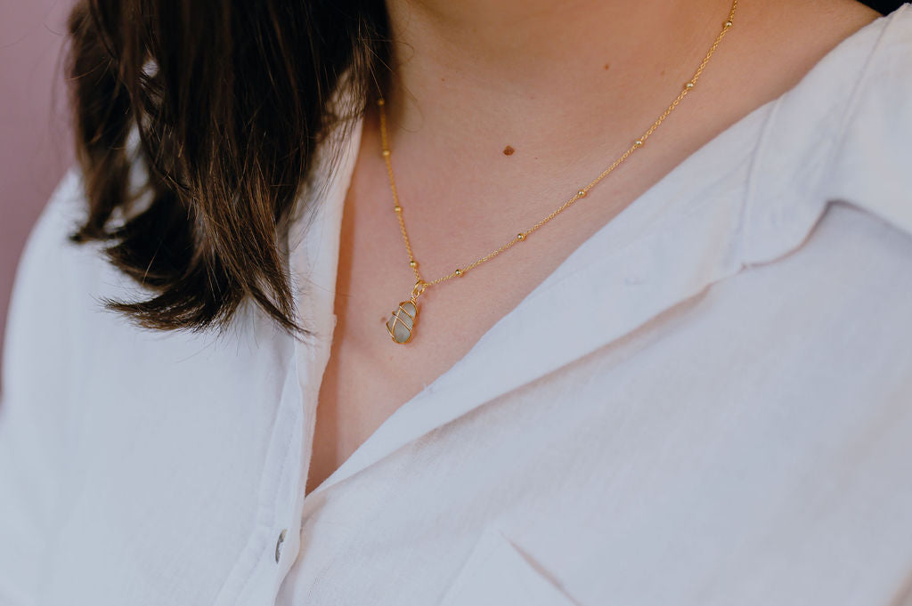 Eleanor Necklace in Gold & Light Blue