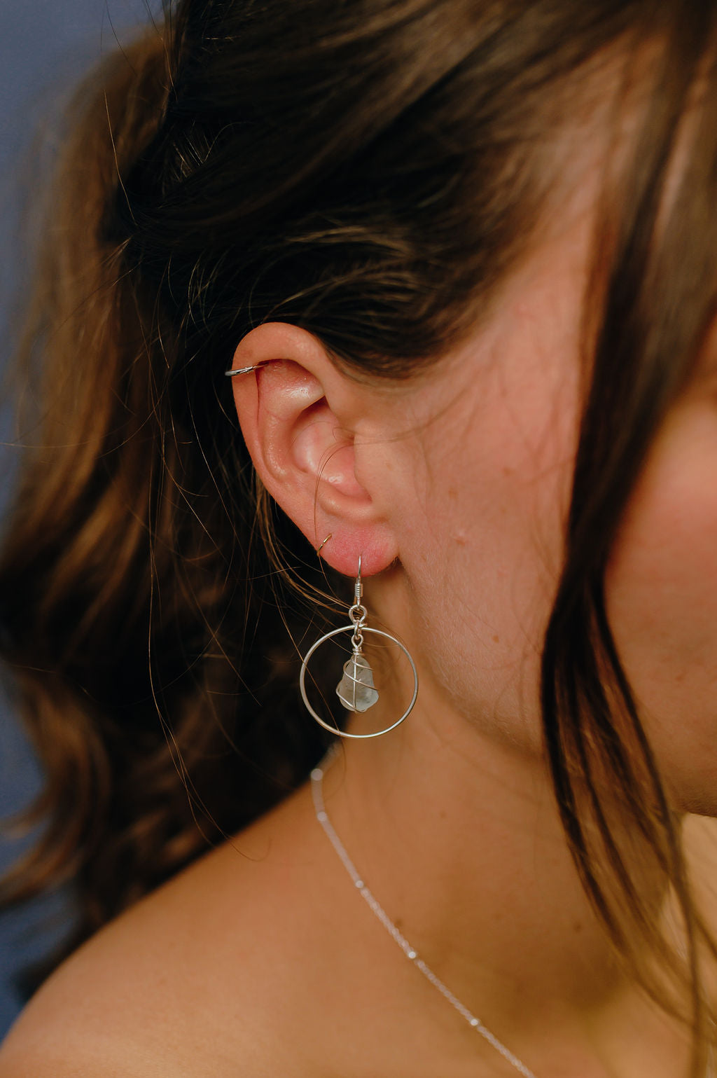 Jennie Hoops in Silver & Light Blue