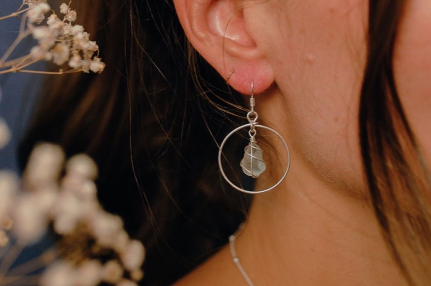 Jennie Hoops in Silver & Light Blue