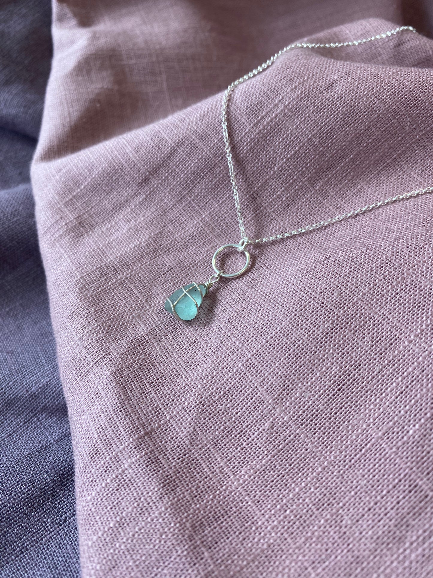 Thea Necklace in Silver & Light Blue
