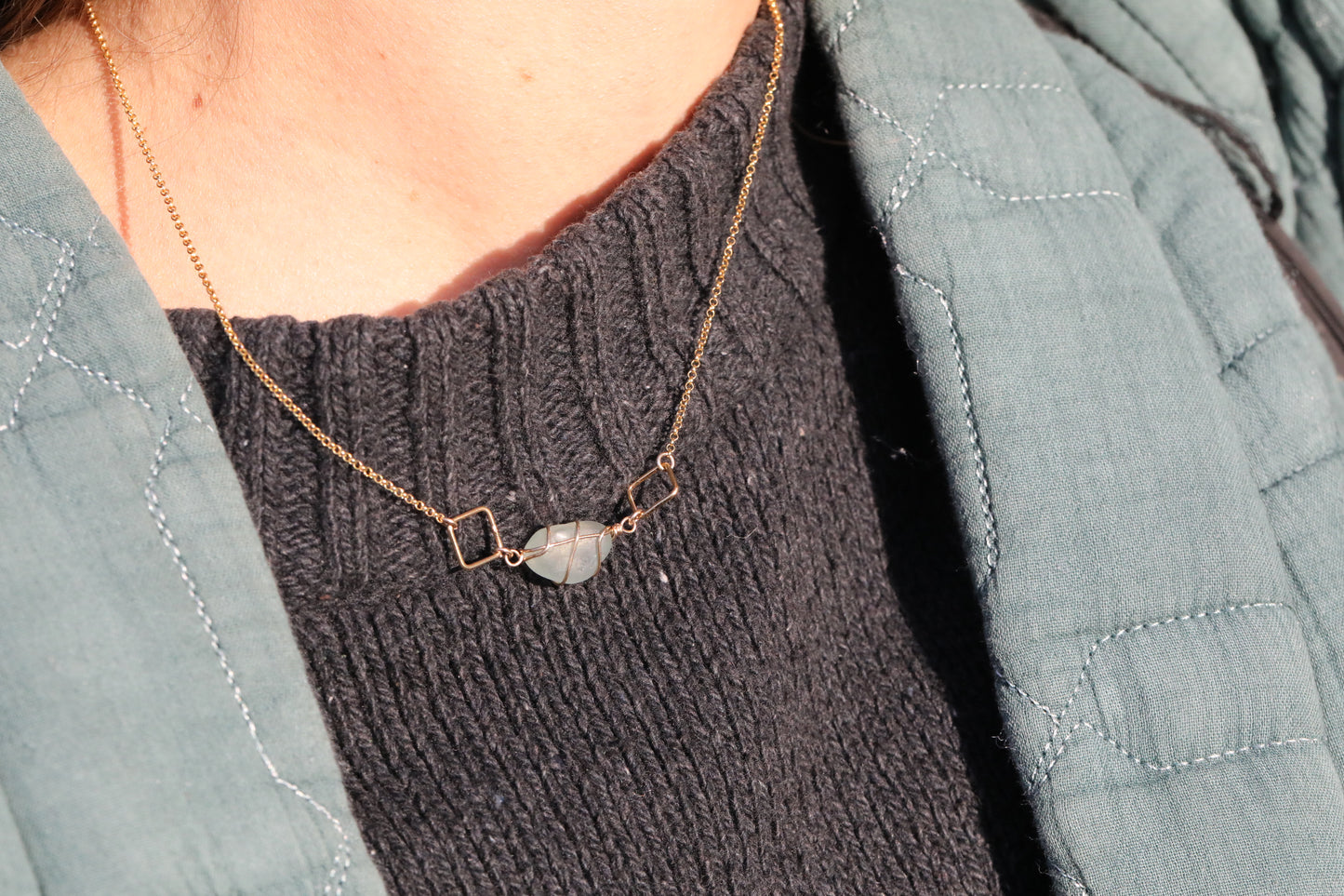Xanthe Necklace in Gold Vermeil & Light Blue