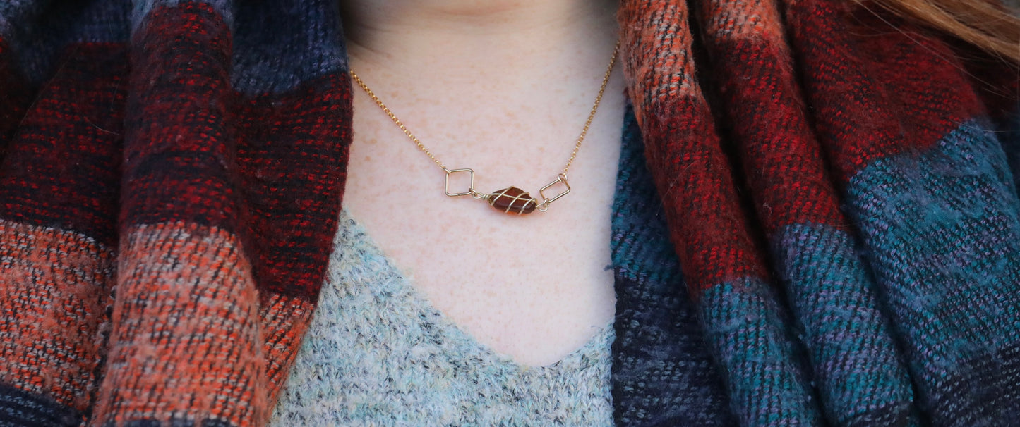 Xanthe Necklace in Gold Vermeil & Amber