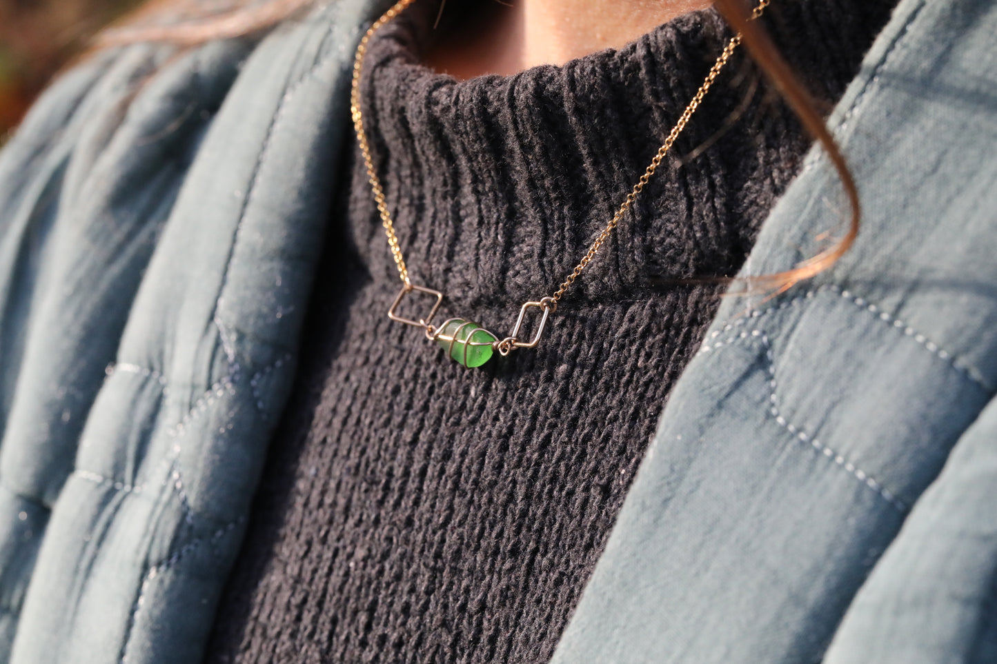 Xanthe Necklace in Gold Vermeil & Bright Green