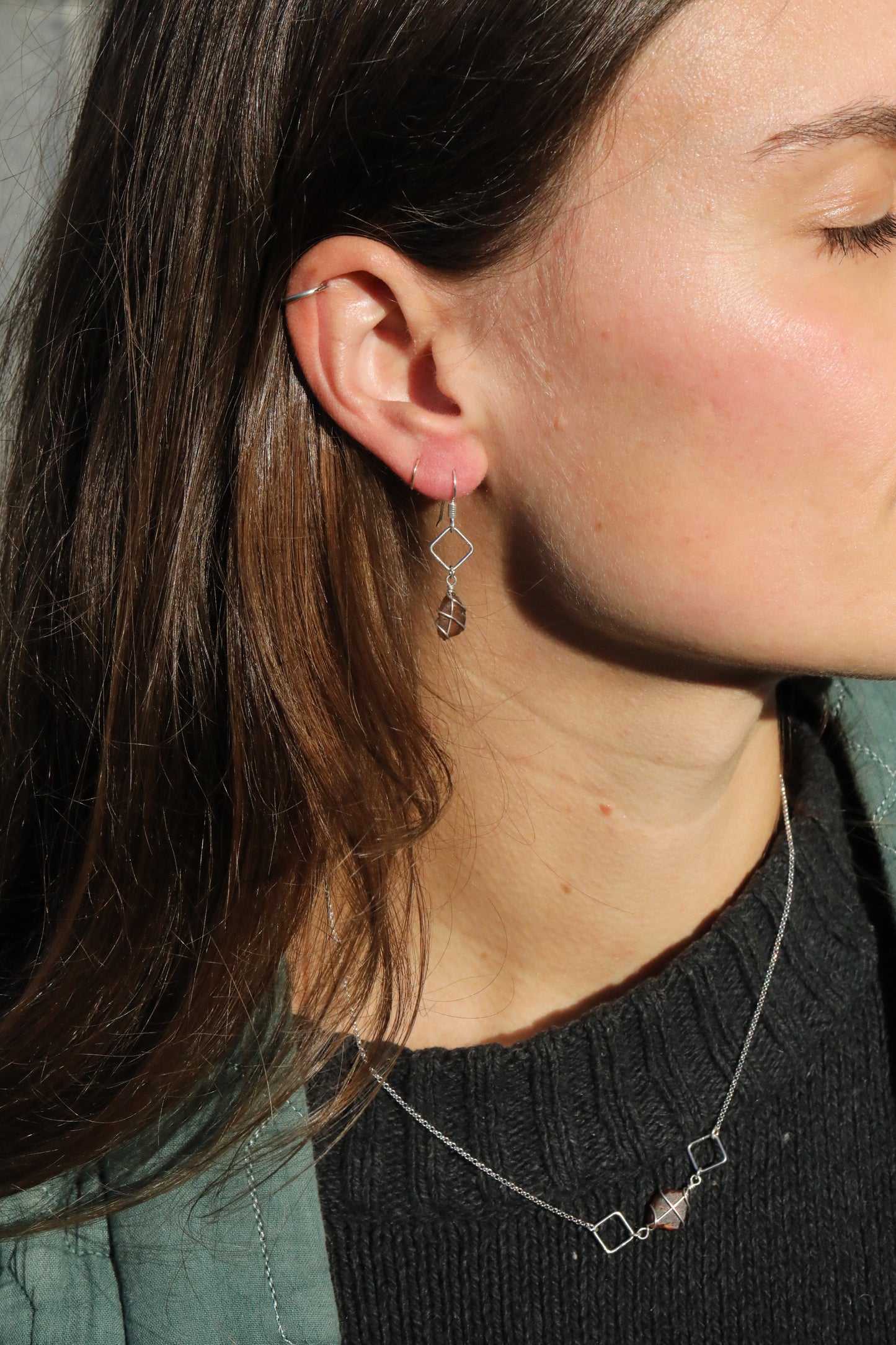 Xanthe Necklace in Sterling Silver & Amber