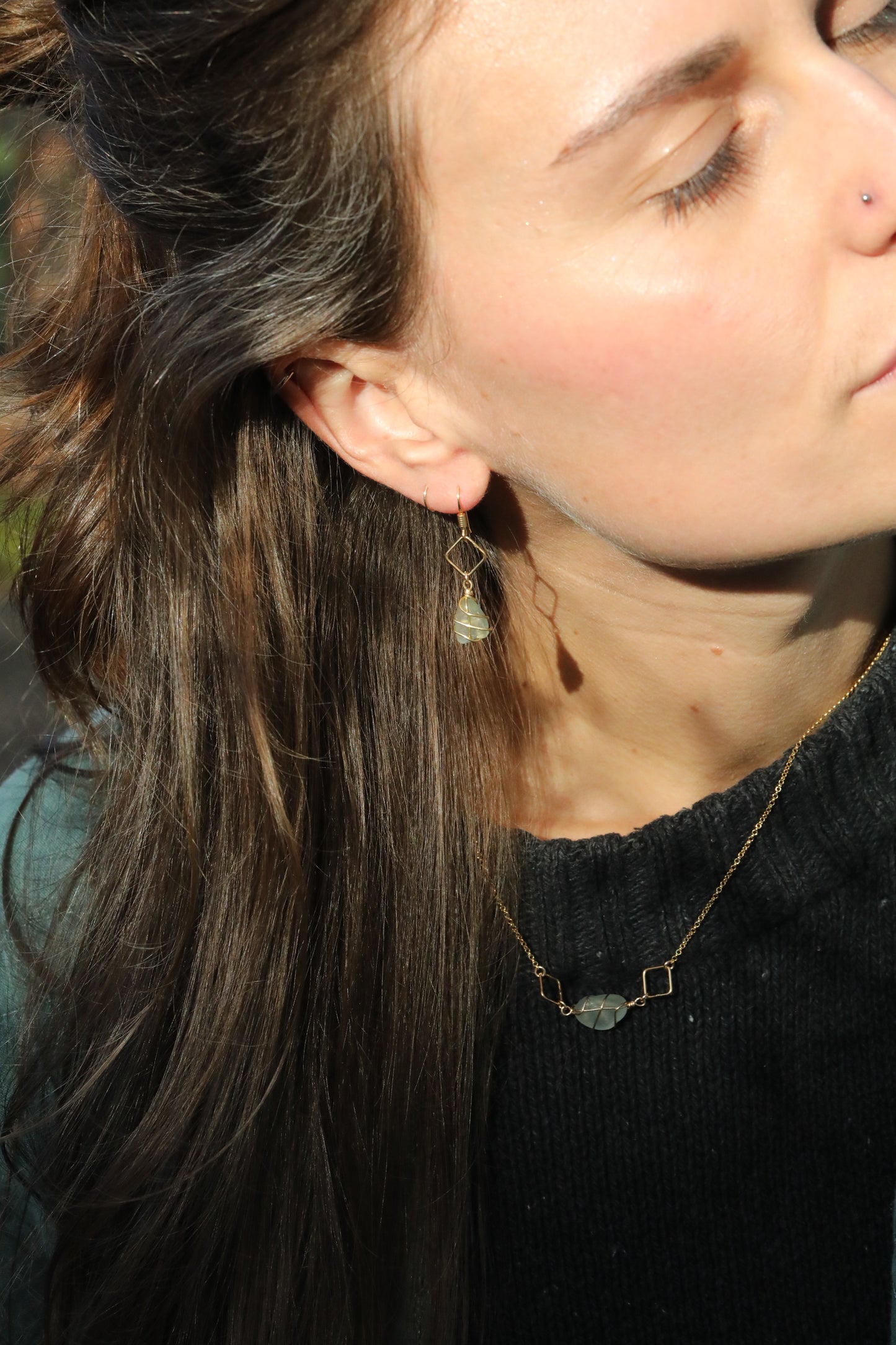 Xanthe Necklace in Gold Vermeil & Light Blue