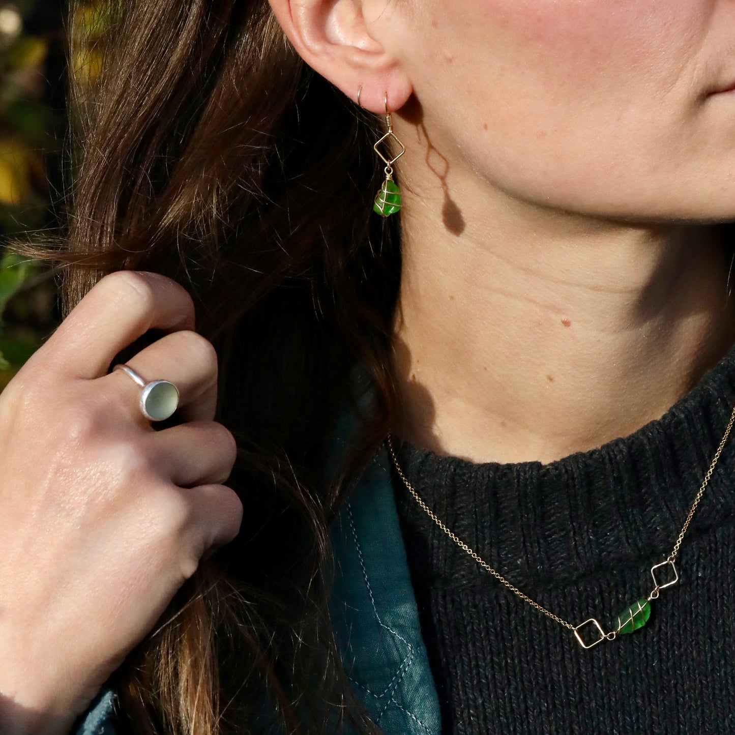 Xanthe Necklace in Gold Vermeil & Bright Green
