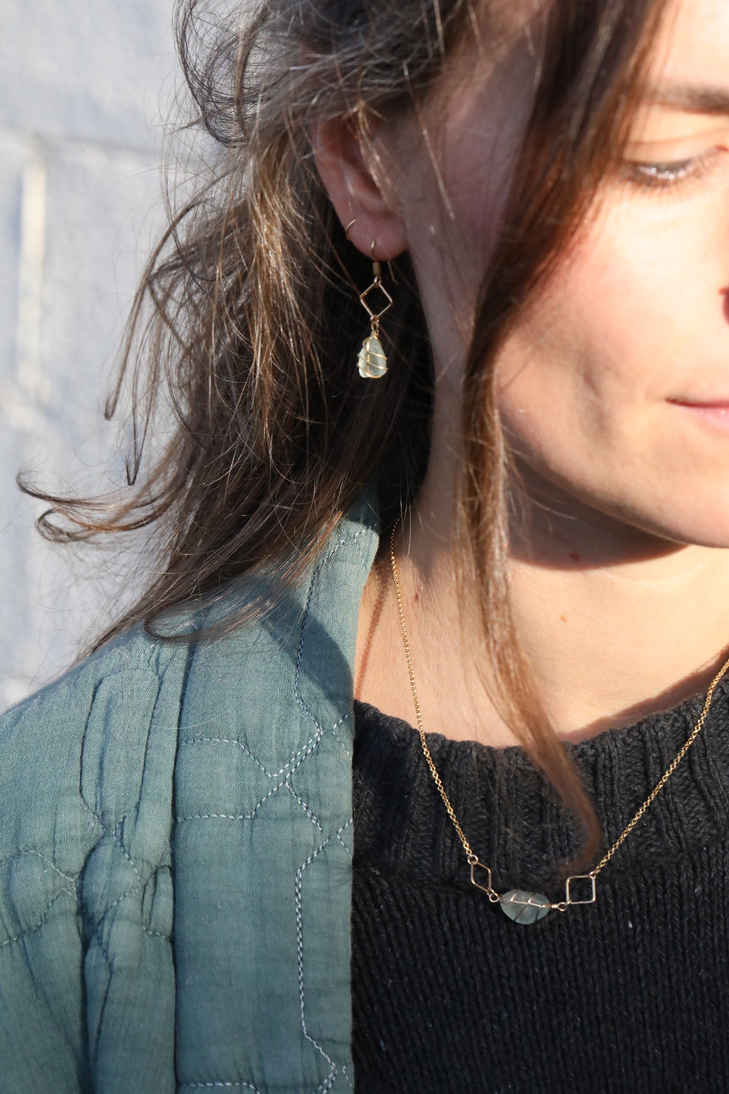 Xanthe Necklace in Gold Vermeil & Light Blue