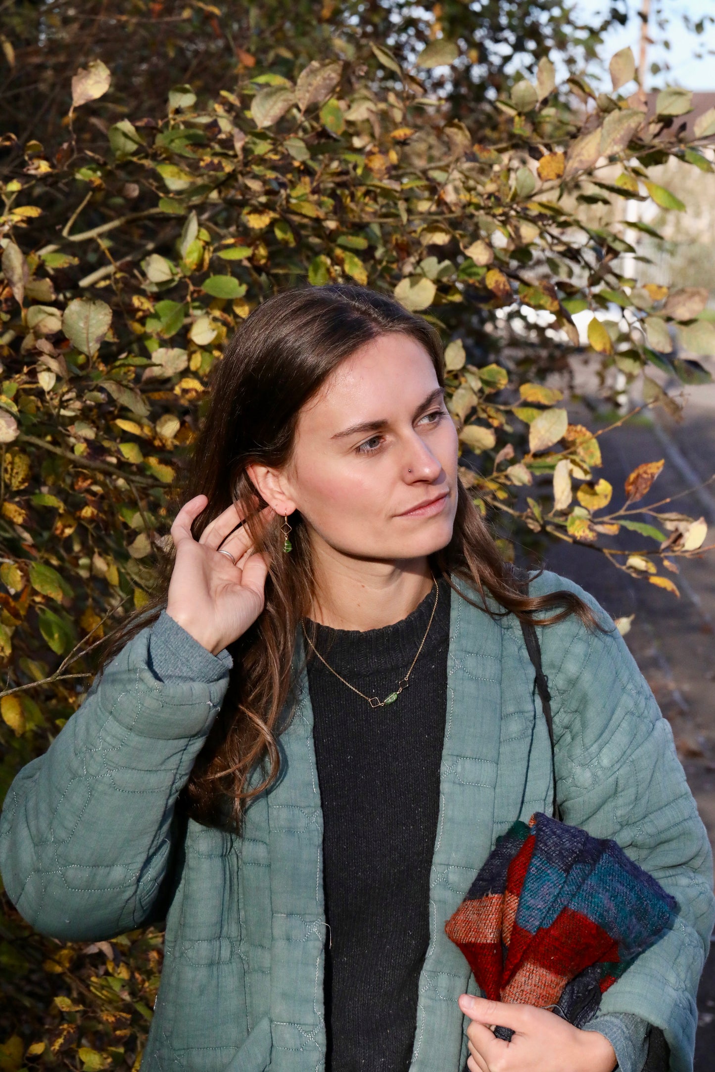 Xanthe Necklace in Gold Vermeil & Bright Green