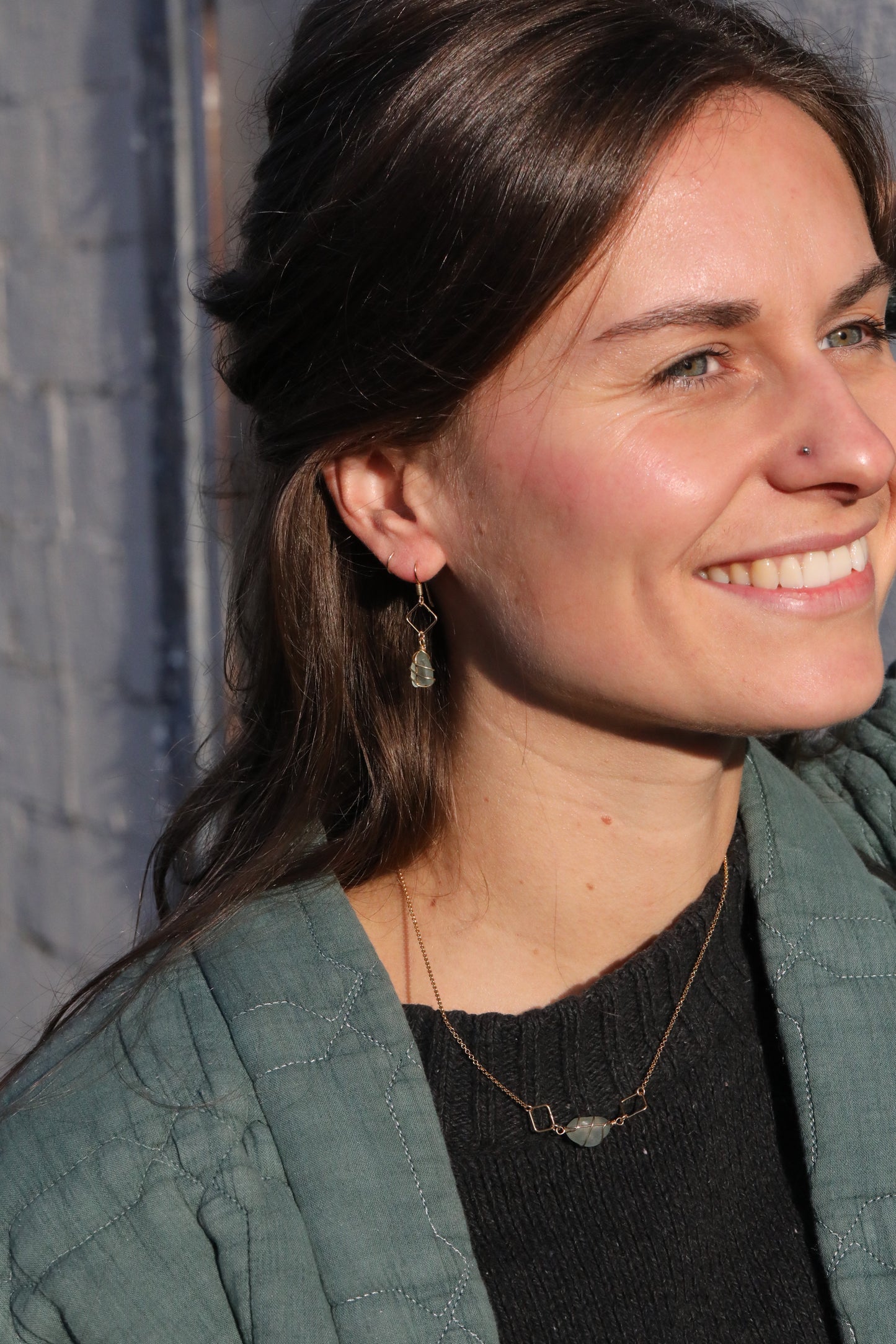 Xanthe Necklace in Gold Vermeil & Light Blue