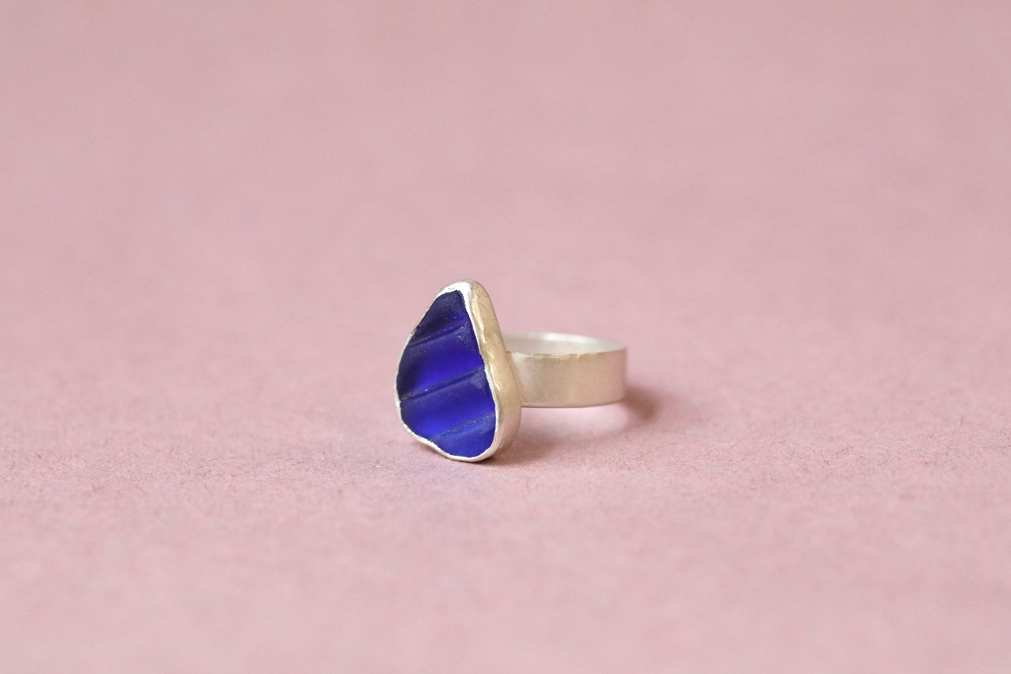 MULL Cobalt pattern & silver ring - Size N 1/2