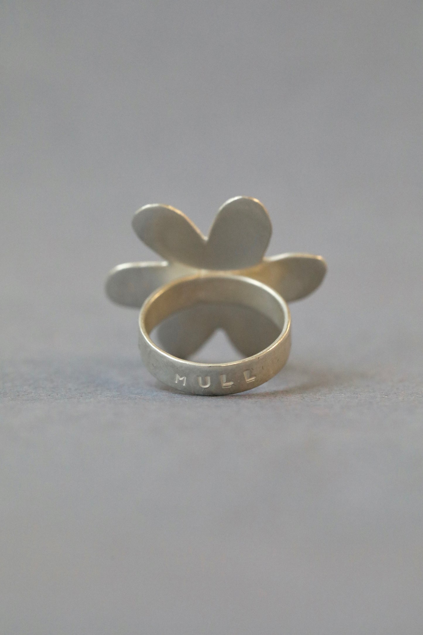 MULL Mint green flower & silver ring - P