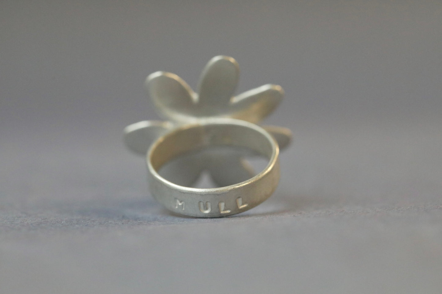 MULL Pink flower & silver ring - O