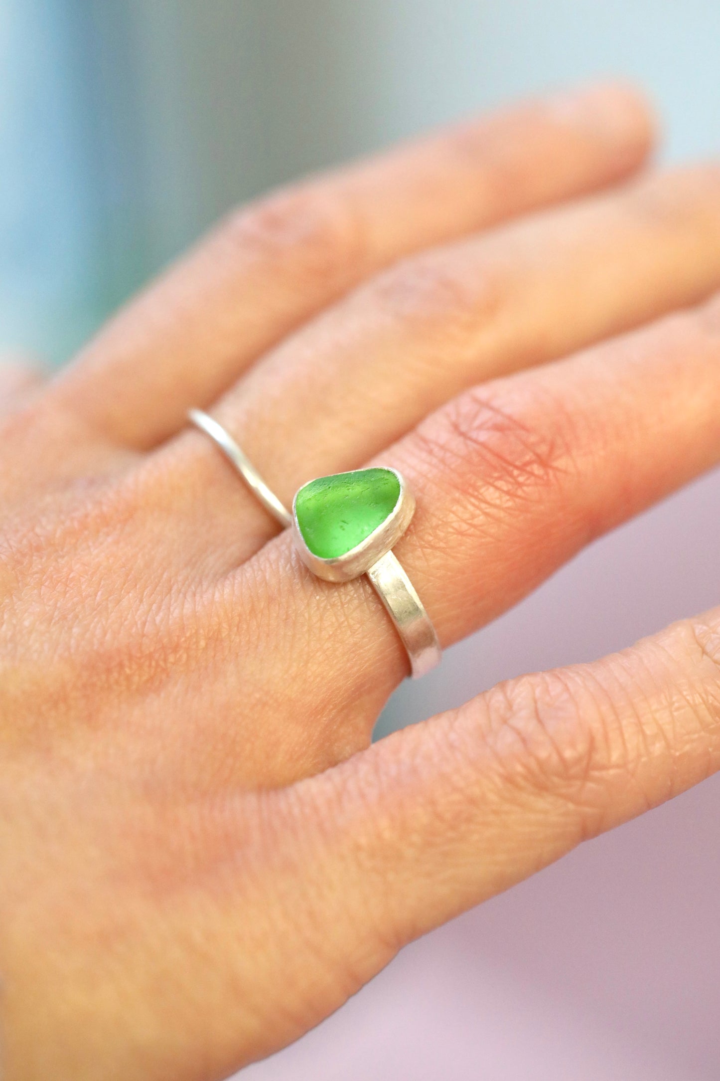 MULL Bright green & silver ring - L