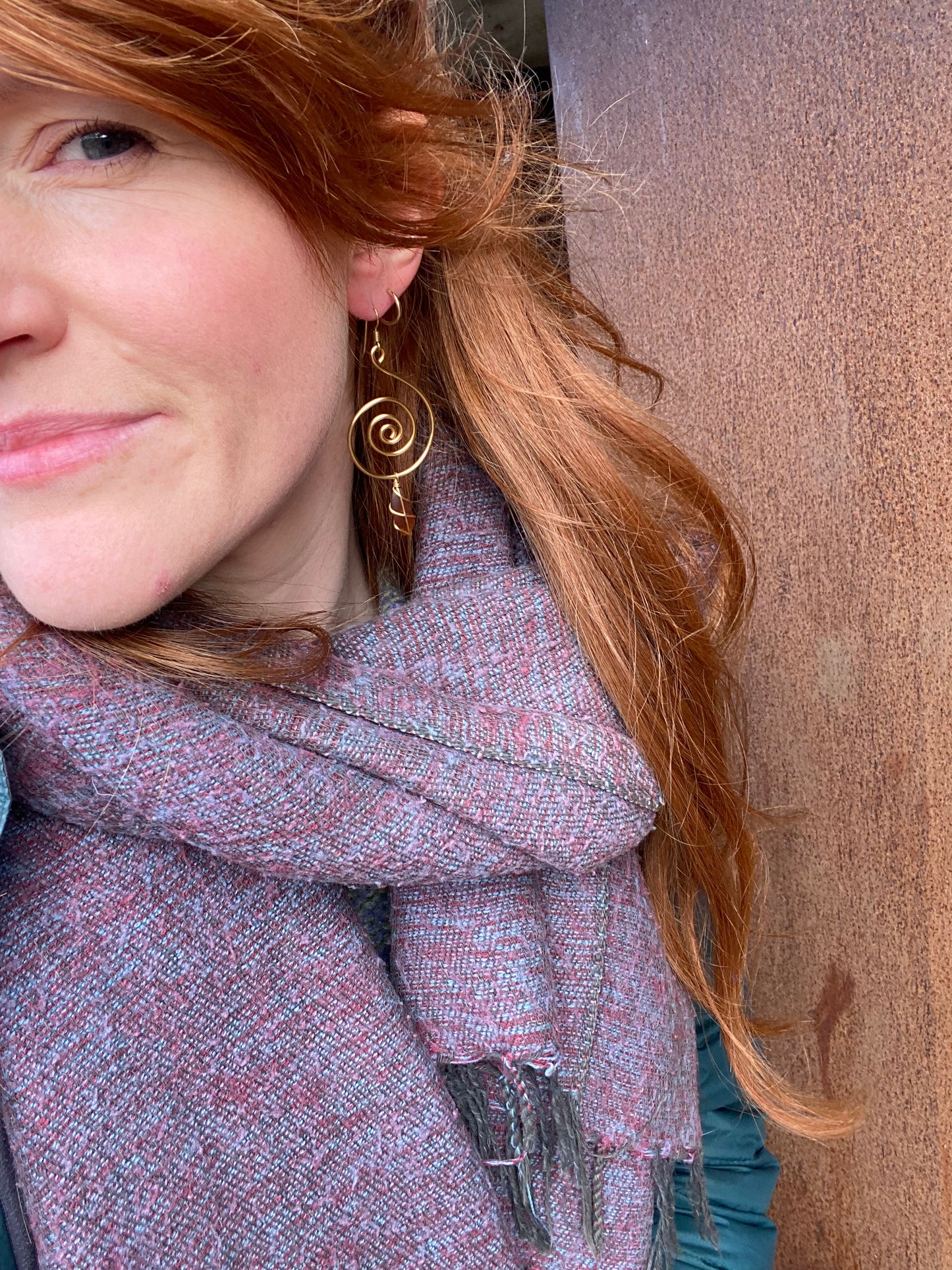 Bex Swirl Earrings in Gold Plated & Brown
