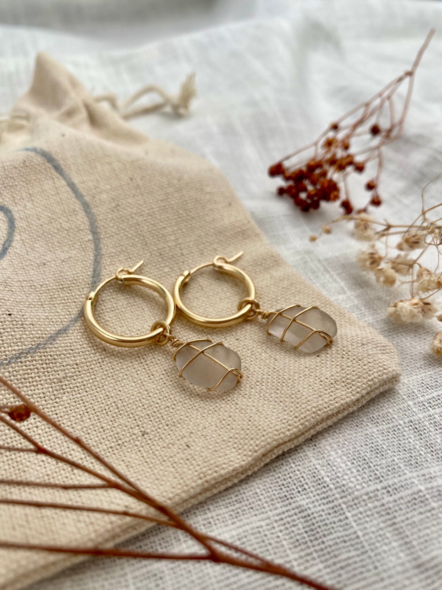 PITTENWEEM ~ Lilac & gold filled leone hoops